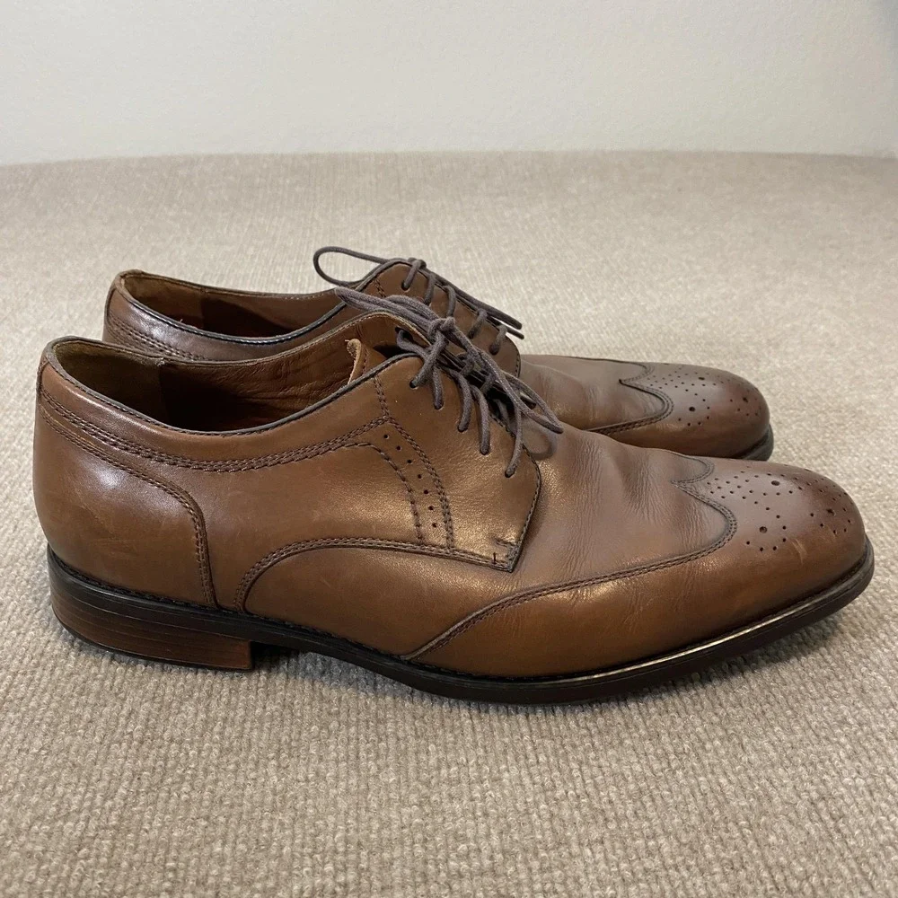 Johnston & Murphy Shoes‎ Mens Size 12 M Brown Leather Wingtip Derby Dress XC4